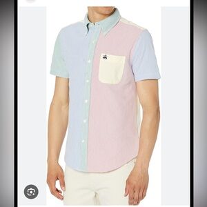 Brooks Brothers Slim Fit 100% Cotton Pique Knit Stripe Shirt Size Large